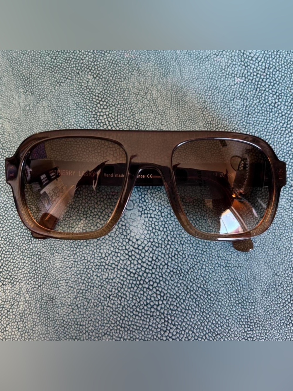 THIERRY LASRY Translucent Dark Brown Square Sunglasses